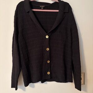 J.Jill Wearever Collection Black Button Cardigan Sweater Size L NWOT